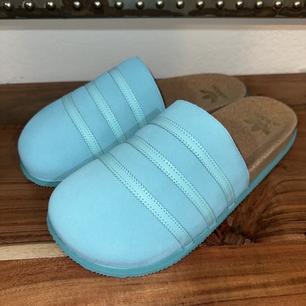 NEW ADIDAS MENS ADILETTE ADIMULE LEATHER SLIDES ~SIZE US 12 #GY2554 MINT GREEN